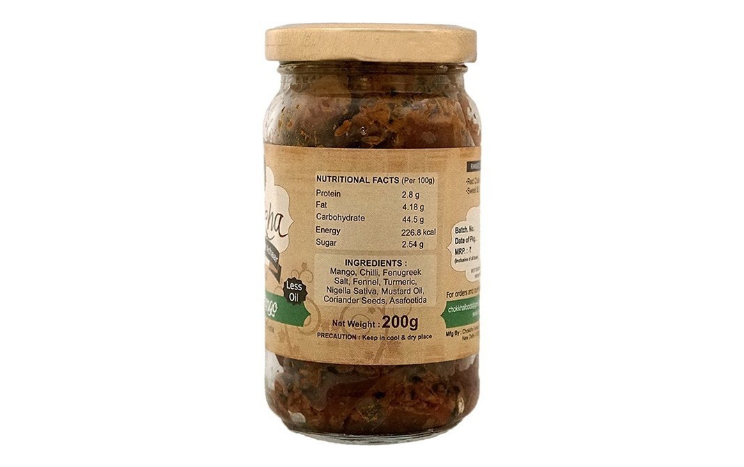 Chokkha Dried Mango Pickle    Glass Jar  200 grams